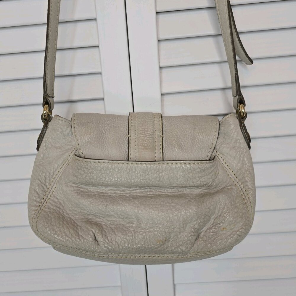 MICHAEL KORS Charlton Leather Mini Crossbody Bag Cream Gold Tone Hardware Preppy - Picture 8 of 12